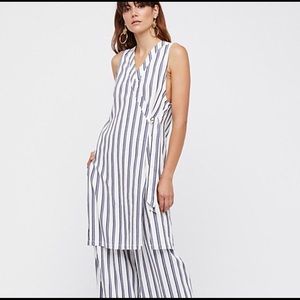 Free People Tuxedo Stripe Wide Leg Pant Set NWOT